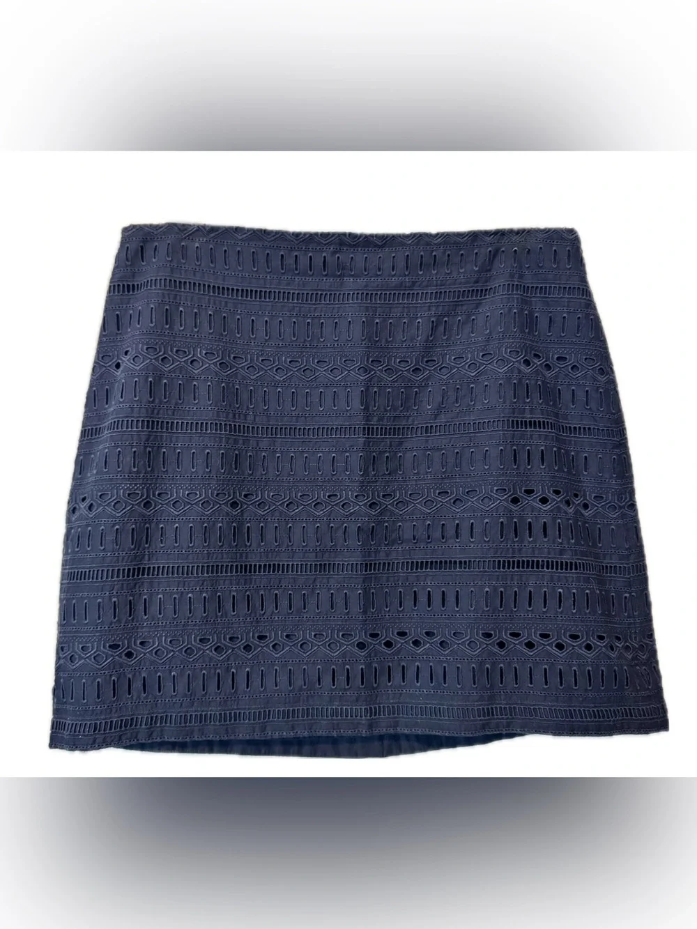 Gap Navy Eyelet Embroidered Mini Skirt Size 12 Cotton Boho Preppy Summer